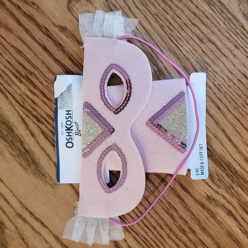 OshKosh B'Gosh Pink Sequined 3 Piece Mask And Cuff Set